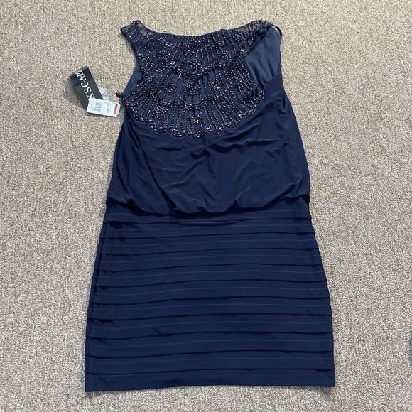 NWT XSCAPE Back Beads Sleeveless Dress blue Size 10 new With Tags $189 - Picture 1 of 8